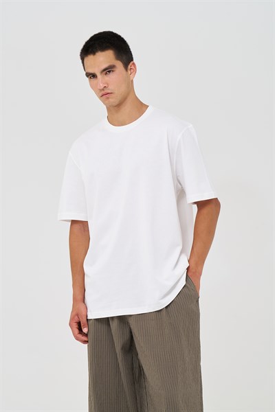 Basic Regular Fit Tişört Erkek /02 Ekru