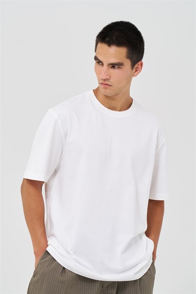 Basic Regular Fit Tişört Erkek /02 Ekru