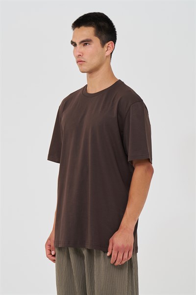Basic Regular Fit Tişört Erkek /02 Kahverengi