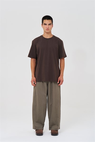 Basic Regular Fit Tişört Erkek /02 Kahverengi