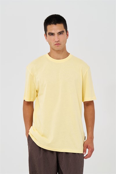 Basic Regular Fit Tişört Erkek /02 Sarı