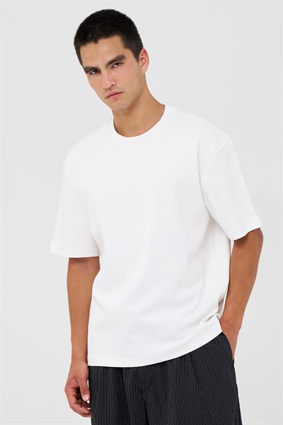 Basic Relaxed Fit Tişört Erkek /03 Ekru