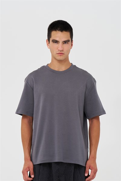 Basic Relaxed Fit Tişört Erkek /03 Füme
