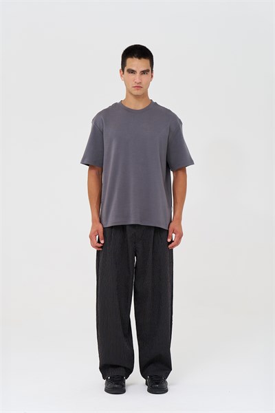 Basic Relaxed Fit Tişört Erkek /03 Füme