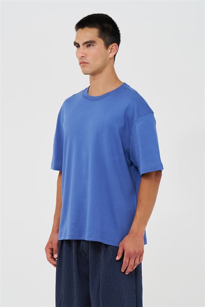 Basic Relaxed Fit Tişört Erkek /03 İndigo