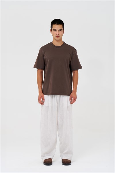 Basic Relaxed Fit Tişört Erkek /03 Kahverengi
