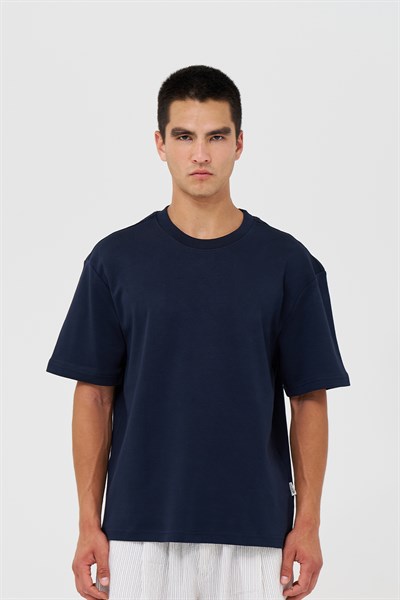 Basic Relaxed Fit Tişört Erkek /03 Lacivert