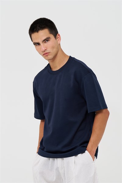 Basic Relaxed Fit Tişört Erkek /03 Lacivert