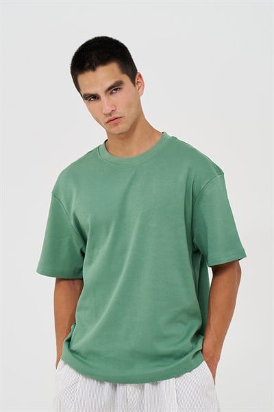 Basic Relaxed Fit Tişört Erkek /03 Yeşil