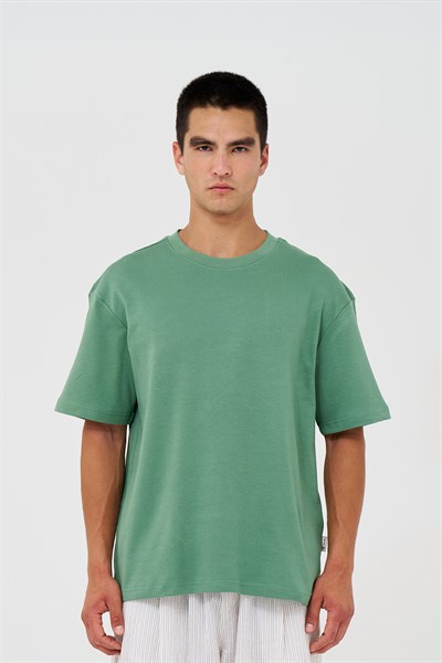Basic Relaxed Fit Tişört Erkek /03 Yeşil