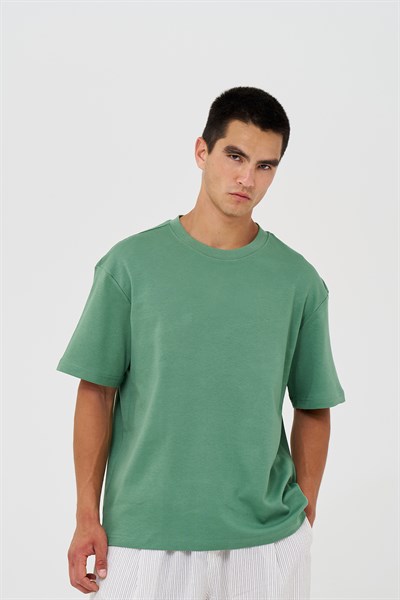 Basic Relaxed Fit Tişört Erkek /03 Yeşil