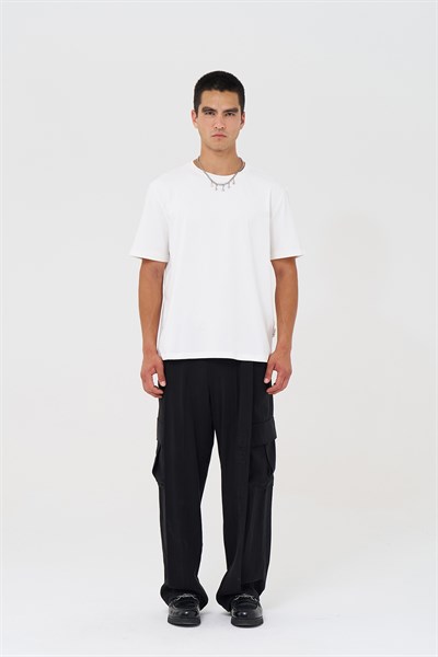 Basic Slim Fit Tişört Erkek /01 Ekru