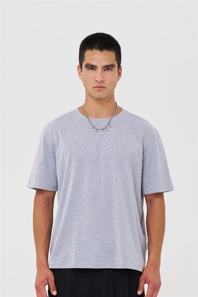 Basic Slim Fit Tişört Erkek /01 Gri