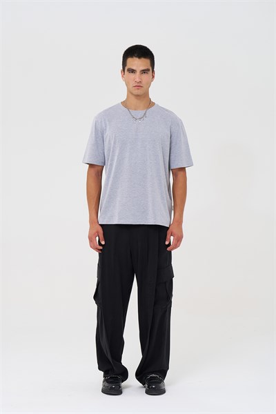 Basic Slim Fit Tişört Erkek /01 Gri