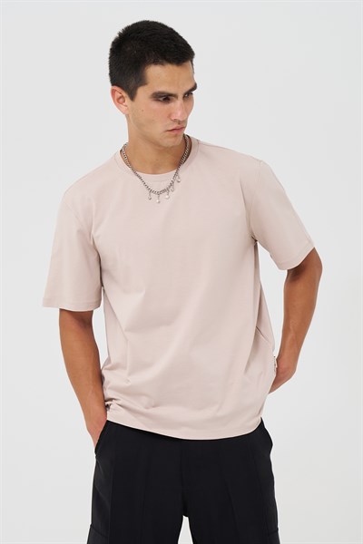 Basic Slim Fit Tişört Erkek /01 Stone
