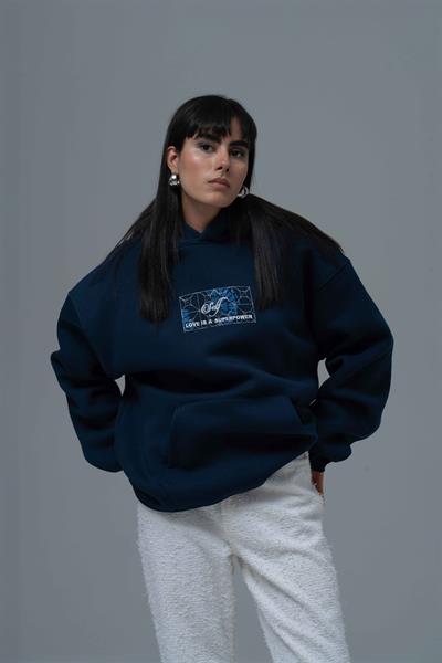 Be Good To Yourself Oversize Sweatshirt Kadın İndigo