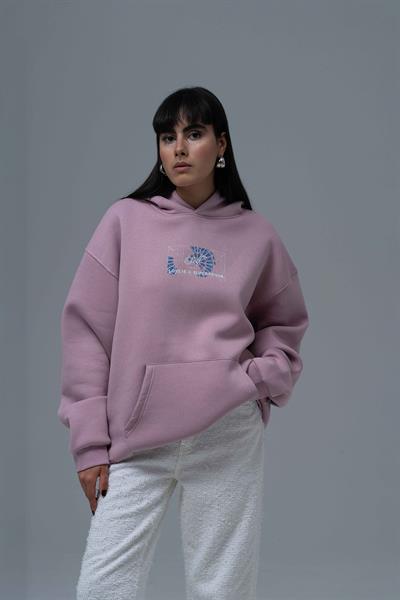 Be Good To Yourself Oversize Sweatshirt Kadın Pembe