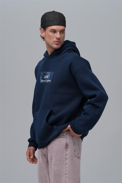 Be Good To Yourself Oversize Sweatshirt Erkek İndigo