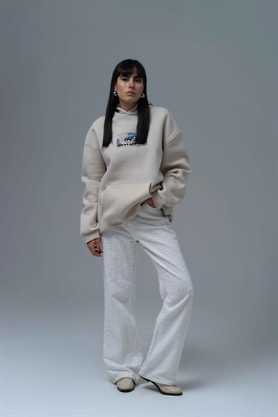 Be Good To Yourself Oversize Sweatshirt Kadın Stone