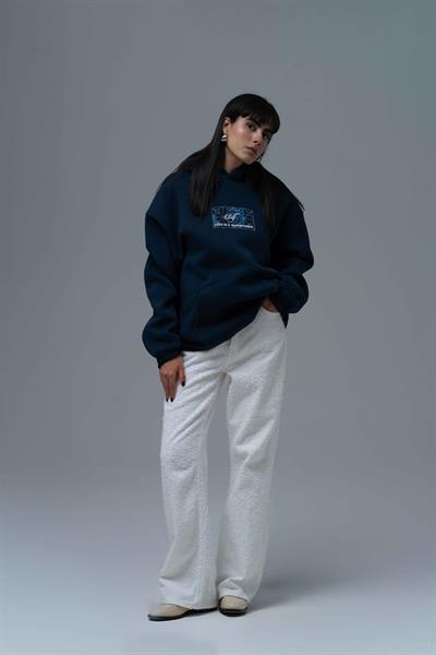 Be Good To Yourself Oversize Sweatshirt Kadın İndigo