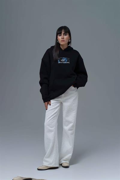 Be Good To Yourself Oversize Sweatshirt Kadın Siyah