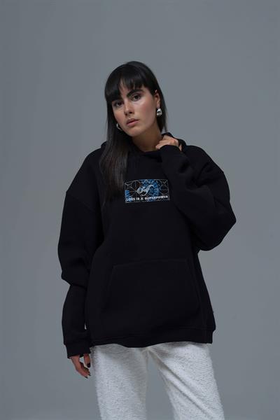 Be Good To Yourself Oversize Sweatshirt Kadın Siyah