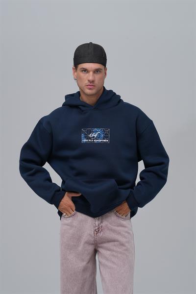 Be Good To Yourself Oversize Sweatshirt Erkek İndigo