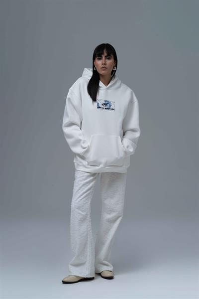 Be Good To Yourself Oversize Sweatshirt Kadın Ekru