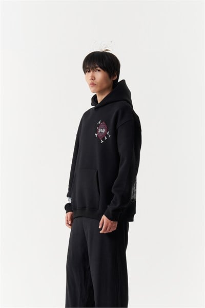 Beneath the Crescent Oversize Erkek Sweatshirt Siyah
