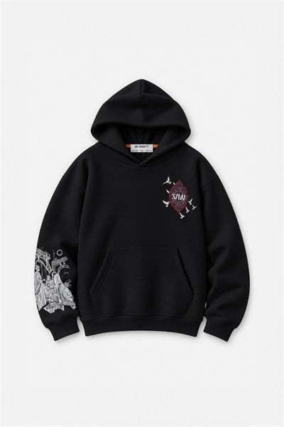 Beneath the Crescent Oversize Erkek Sweatshirt Siyah