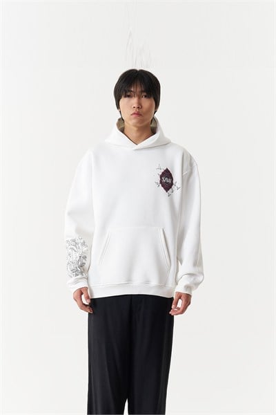 Beneath the Crescent Oversize Erkek Sweatshirt Ekru