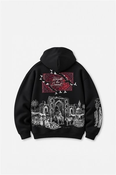 Beneath the Crescent Oversize Erkek Sweatshirt Siyah