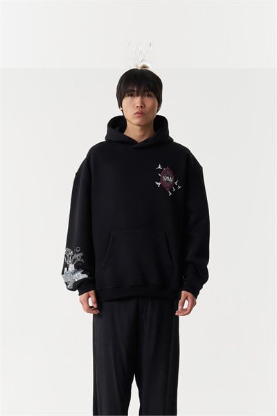 Beneath the Crescent Oversize Erkek Sweatshirt Siyah