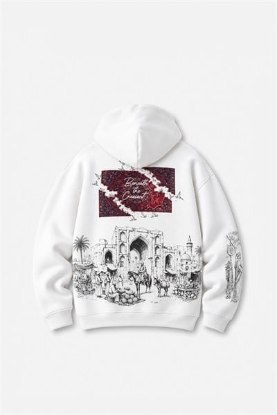 Beneath the Crescent Oversize Erkek Sweatshirt Ekru