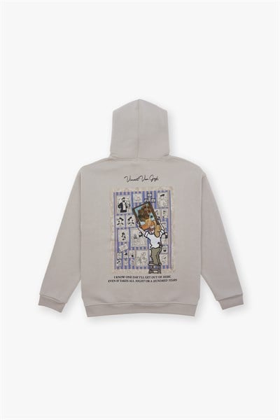 Beyond the Frames Oversize Sweatshirt Kadın Stone