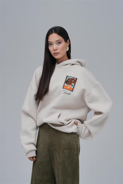 Beyond the Frames Oversize Sweatshirt Kadın Stone