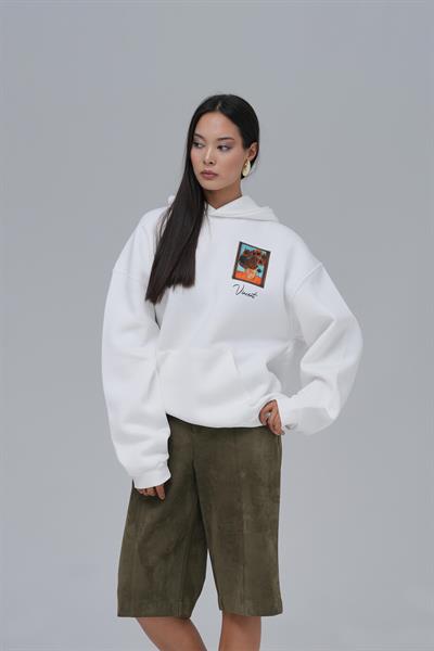 Beyond the Frames Oversize Sweatshirt Kadın Ekru