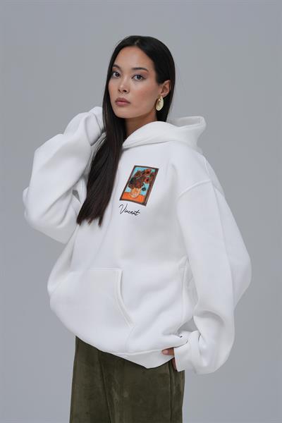 Beyond the Frames Oversize Sweatshirt Kadın Ekru