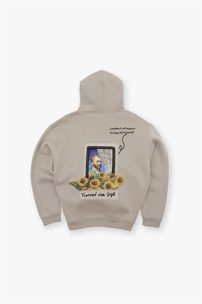Blooming Canvas Oversize Sweatshirt Erkek Stone