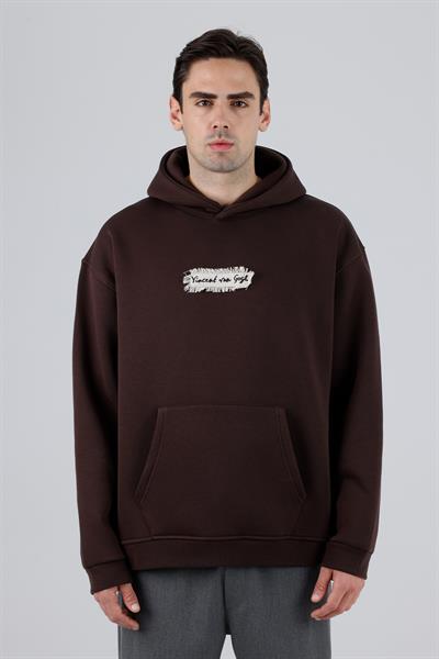 Blooming Canvas Oversize Sweatshirt Erkek Kahverengi