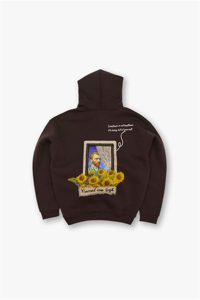 Blooming Canvas Oversize Sweatshirt Erkek Kahverengi