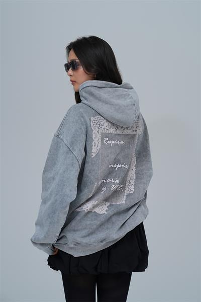 Breathe & Live Oversize Sweatshirt Kadın Füme