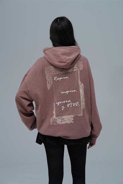 Breathe & Live Oversize Sweatshirt Kadın Kahverengi