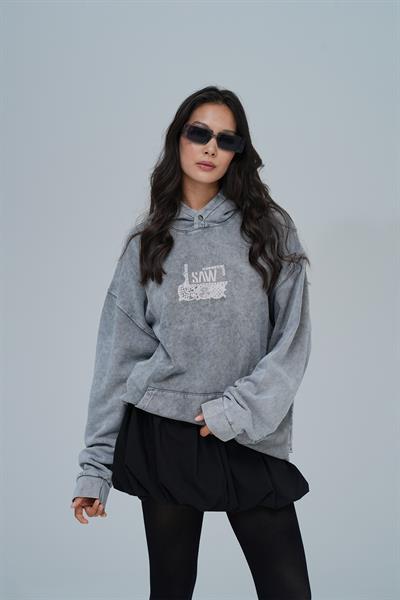 Breathe & Live Oversize Sweatshirt Kadın Füme