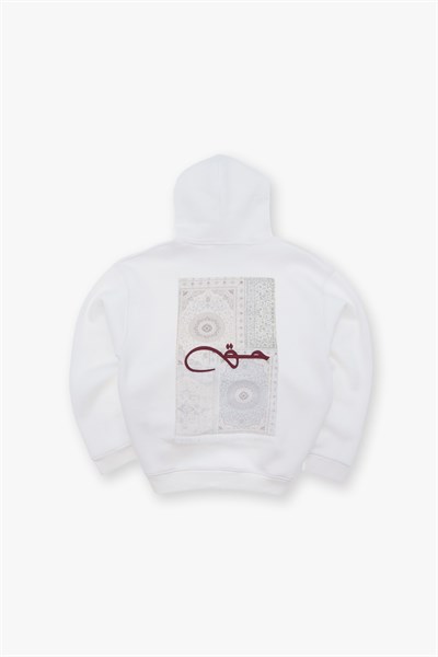 Calligraphy Carpet Oversize Sweatshirt Erkek Ekru