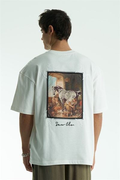 Canvas Relic Oversize Erkek Tişört Ekru