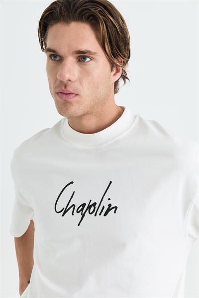 Chaplin Oversize Tişört Erkek Ekru