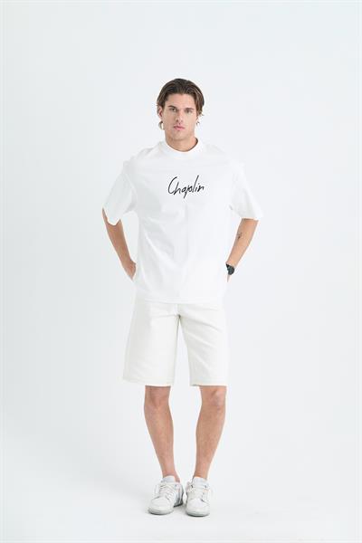 Chaplin Oversize Tişört Erkek Ekru