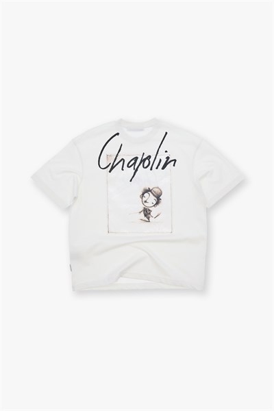 Chaplin Oversize Tişört Erkek Ekru