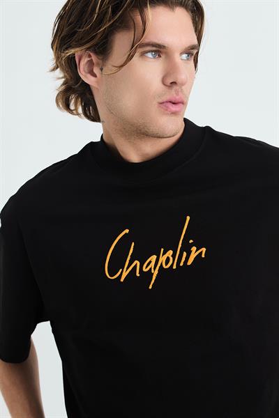 Chaplin Oversize Tişört Erkek Siyah